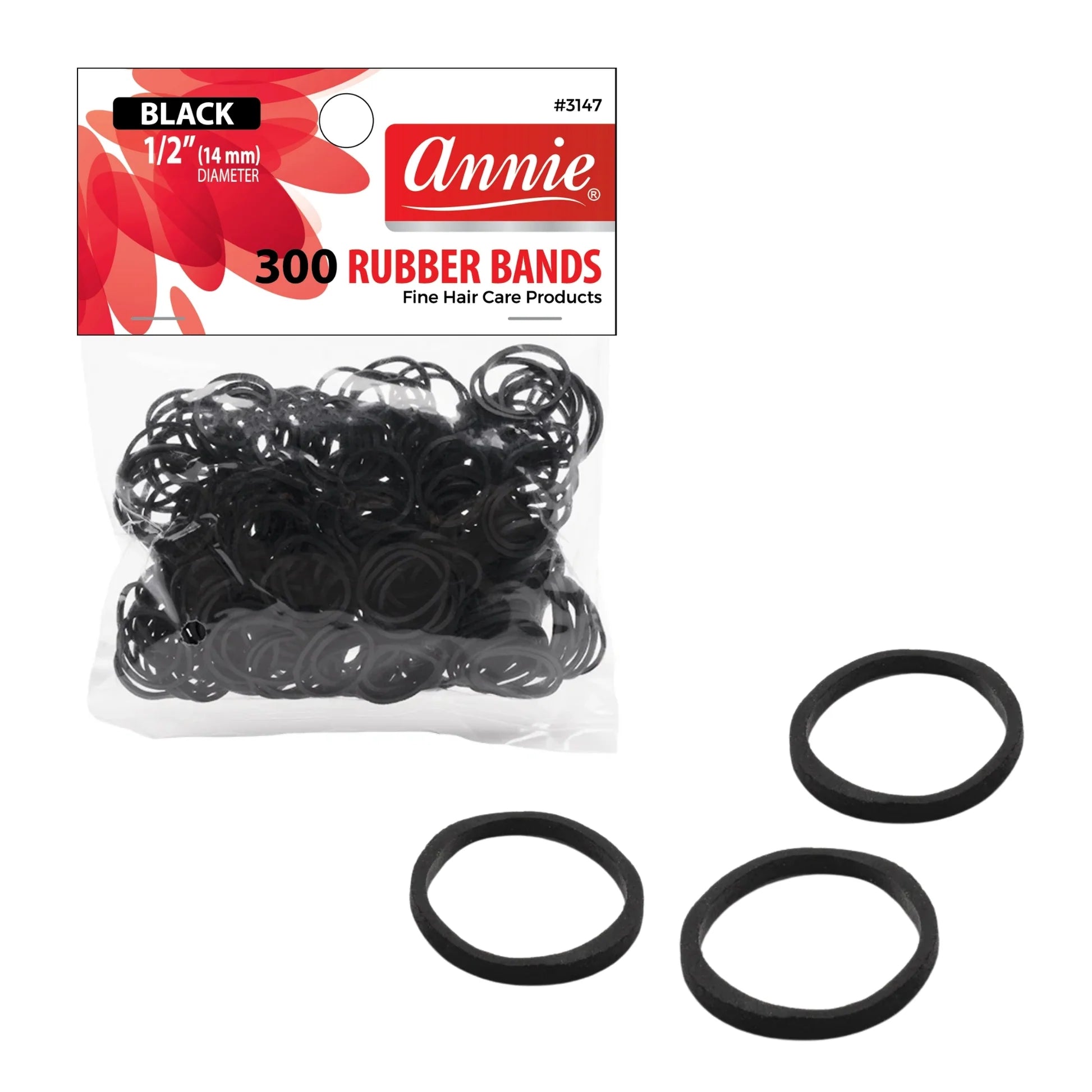 Annie 300Pc Rubber Bands Black Medium
